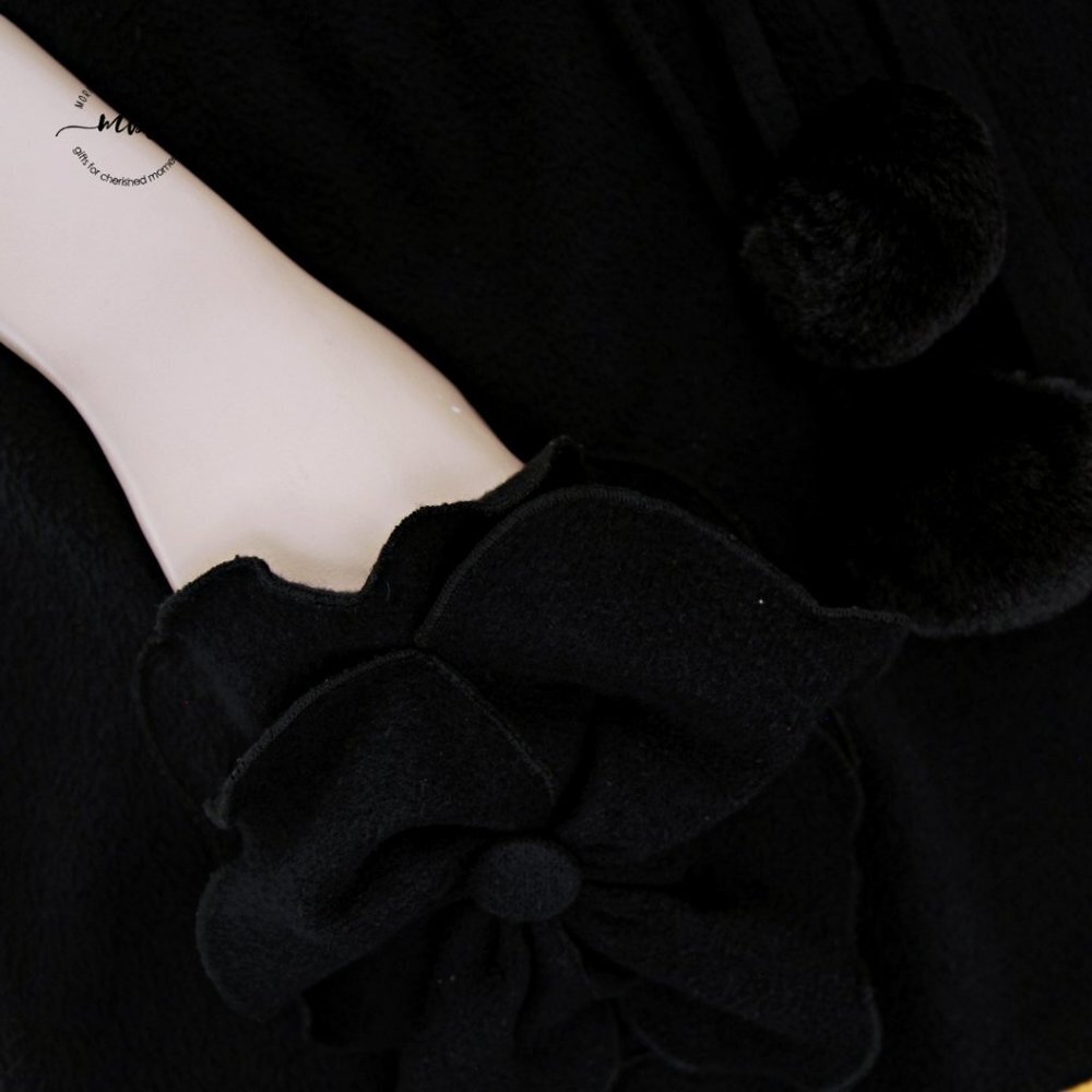 Piko 1988 By Anthropologie Pom Pom Flowy‎ Long Open Cardigan Black Women Size  M - Picture 5 of 10